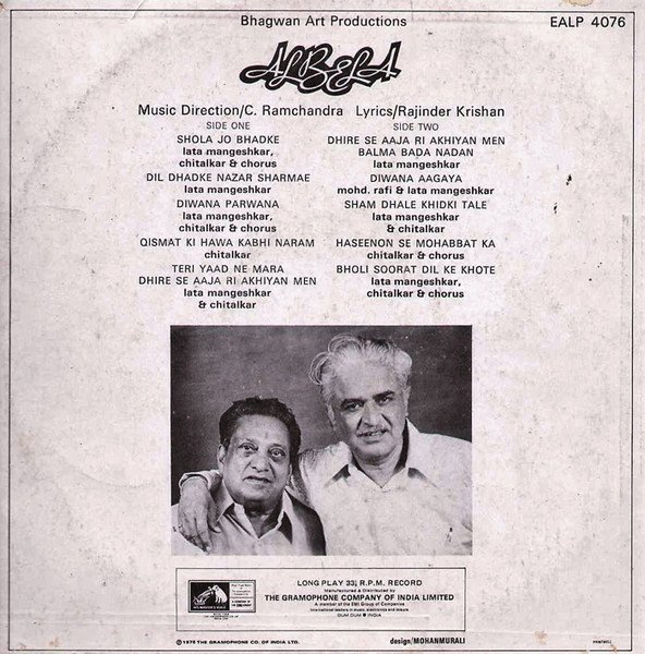 Albela – C. Ramchandra, Vinyl Record, Lp - Image 2