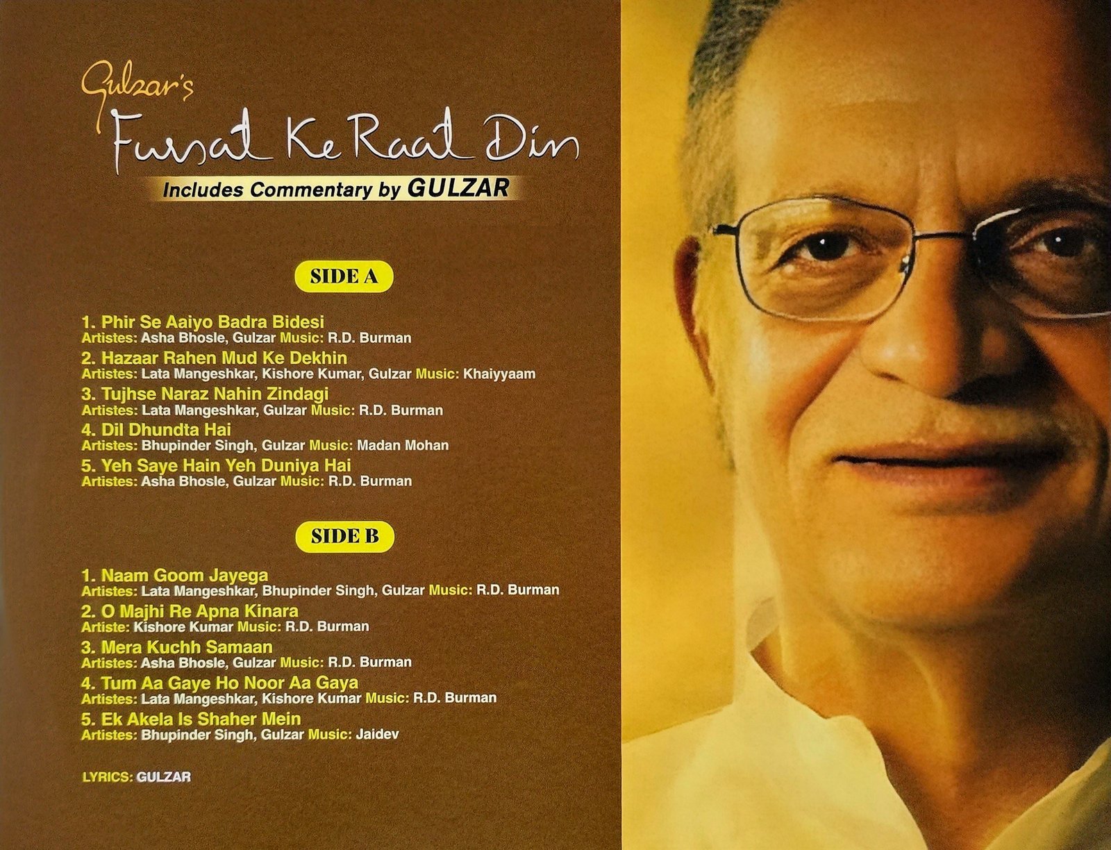 Gulzar's Fursat Ke Raat Din, Vinyl Record, Lp - Image 2