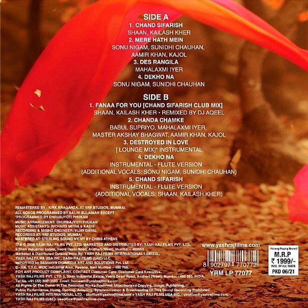 Fanaa, Vinyl Record, Lp - Image 2