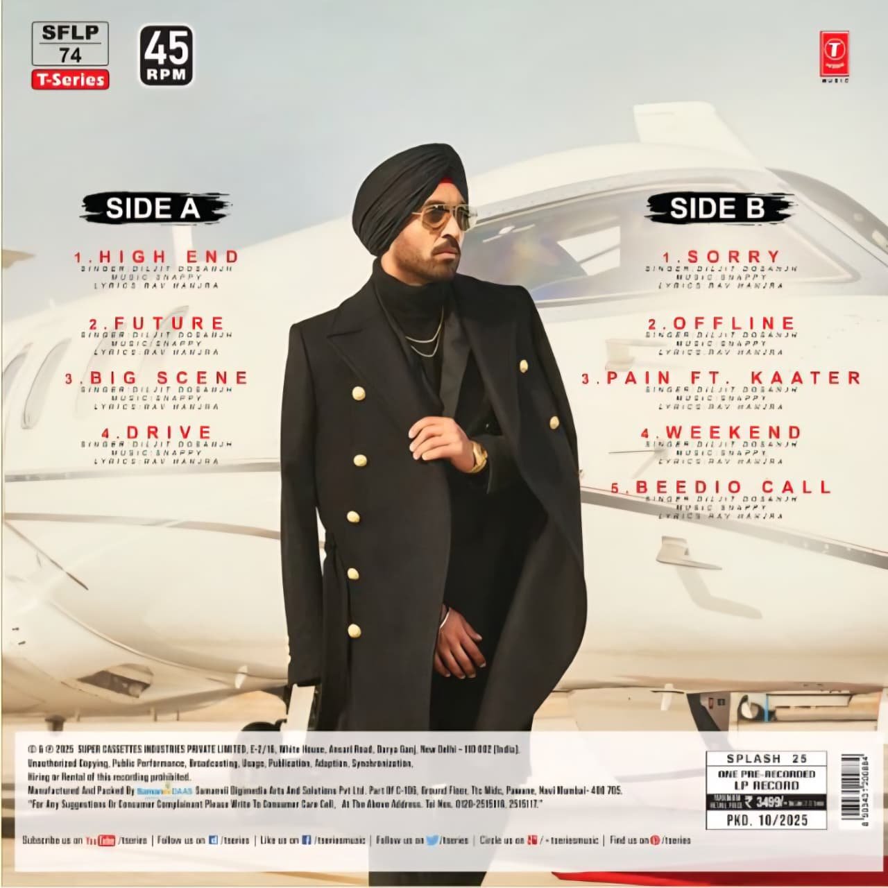 Rhythm Studio 18 - Confidential Vinyl Record | Diljit Dosanjh | Punjabi Album LP | Collectible Vinyl - Image 3